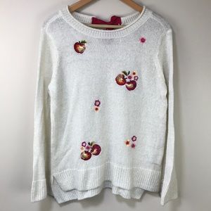 3/$14 LC Lauren Conrad Disney bell sleeve off white sweater red apple size M